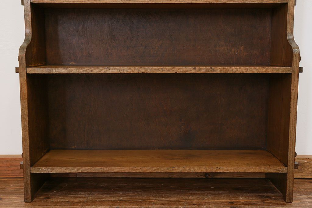 アンティーク家具　イギリスアンティーク オーク材の頑丈なブックシェルフ(本棚)