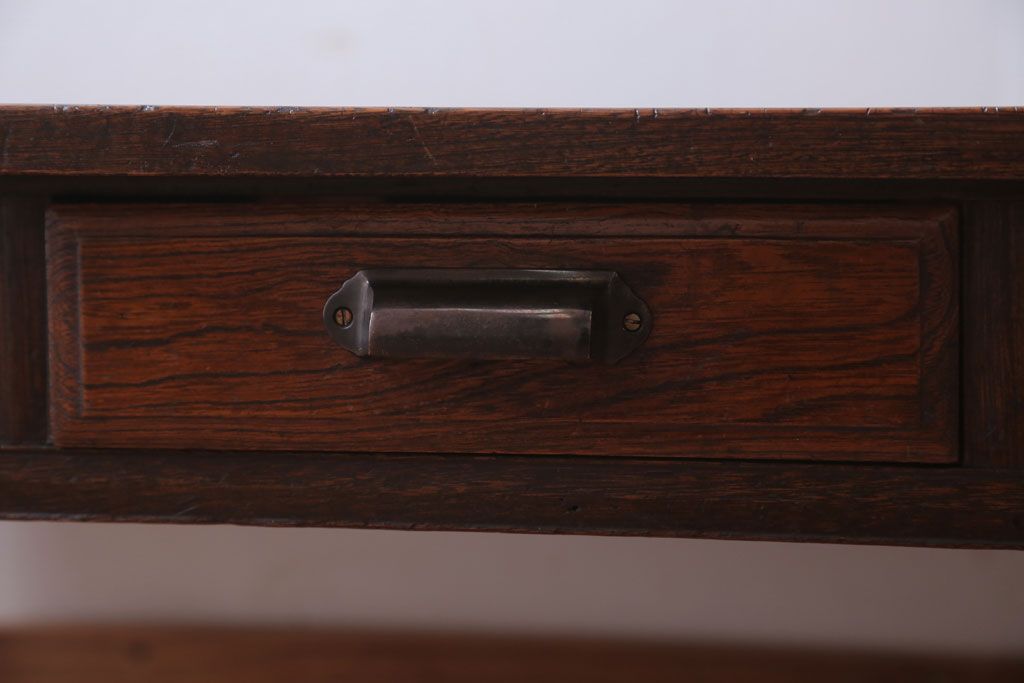 アンティーク家具　和製アンティーク　象嵌!古い栓材の大ぶりな文机(座卓)