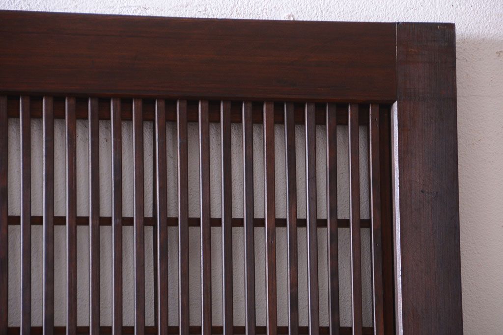 古民具・骨董　裏障子付き!モールガラス帯のアンティーク格子戸