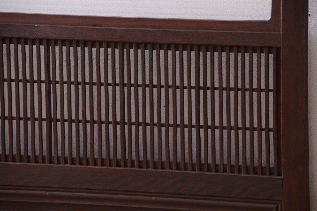 古民具・骨董　裏障子付き!モールガラス帯のアンティーク格子戸