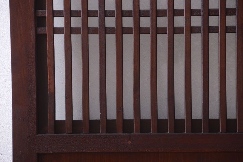 古民具・骨董　裏結霜ガラス入り!古い木の格子ガラス帯戸
