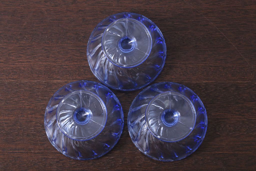 アンティーク雑貨　 昭和レトロ　氷コップ3個セット(プレスガラス)(2)