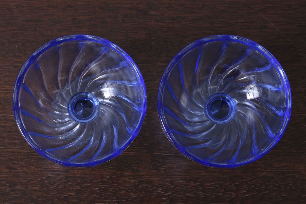 アンティーク雑貨　和製アンティーク　昭和レトロな氷コップ2個セット(プレスガラス)