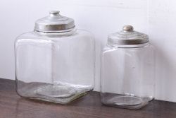 アンティーク雑貨　昭和レトロ　アンティークガラス瓶大小2個セット