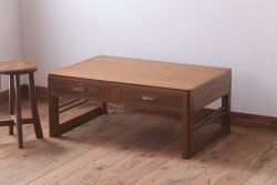 アンティーク家具　和製アンティーク　古い木味のシンプルな文机(3)