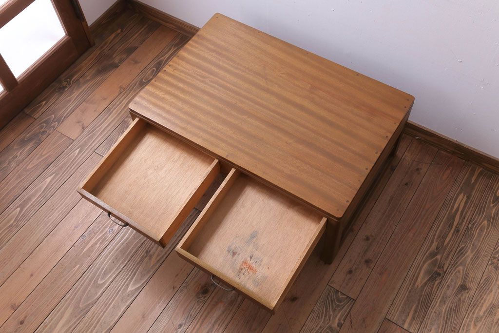 アンティーク家具　和製アンティーク　古い木味のシンプルな文机(3)