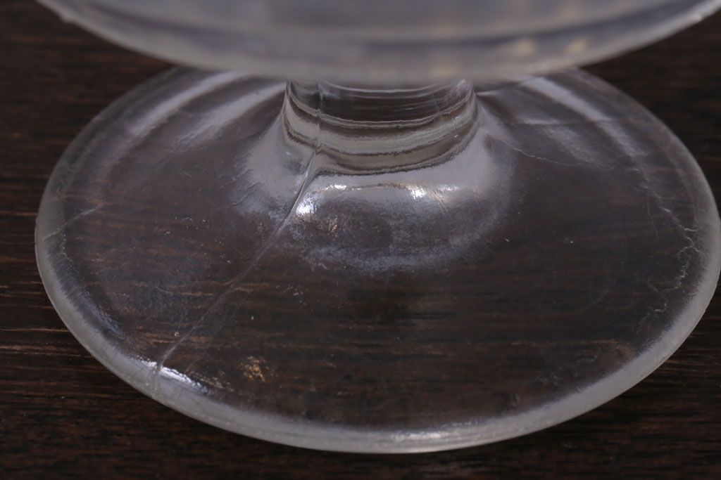 アンティーク雑貨　昭和レトロ　乳白色縁の氷コップ2個セット(プレスガラス)(1)