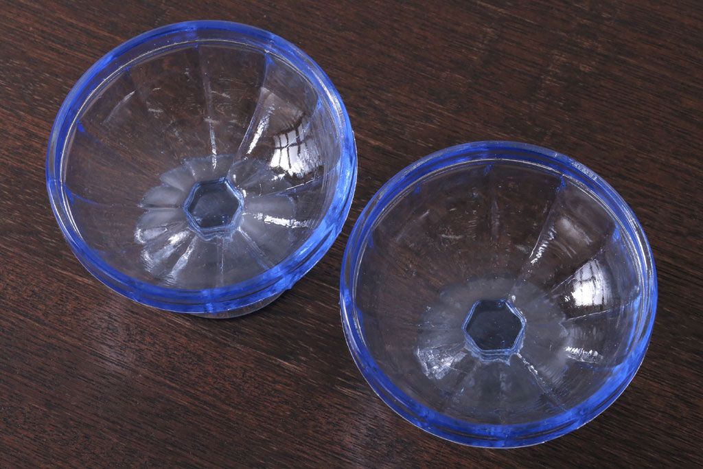 アンティーク雑貨　昭和レトロ　氷コップ2個セット(プレスガラス)(3)