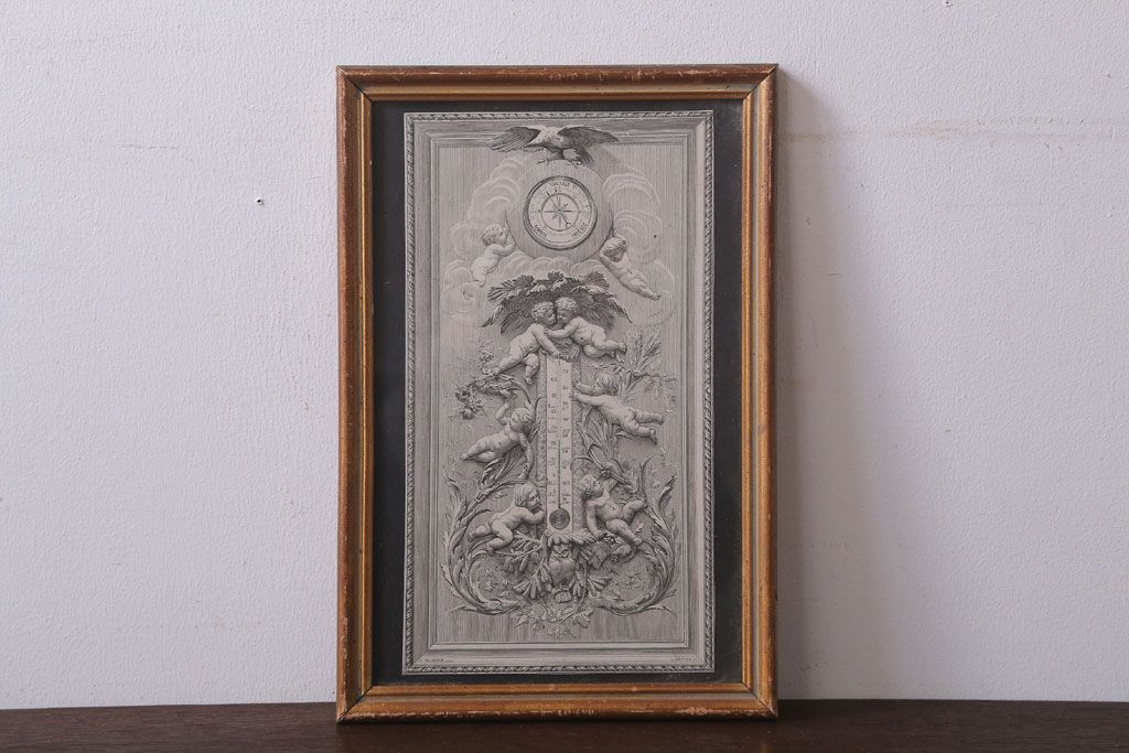 アンティーク雑貨　イギリスビンテージ　壁掛け絵画　フレーム(天使)