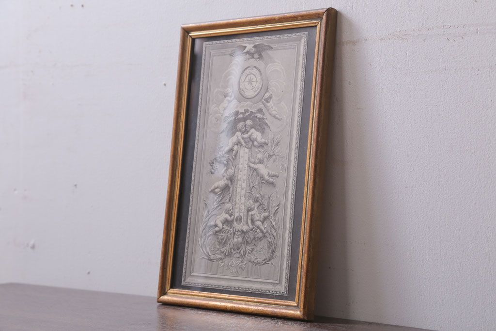 アンティーク雑貨　イギリスビンテージ　壁掛け絵画　フレーム(天使)