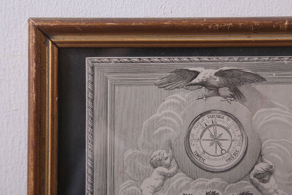 アンティーク雑貨　イギリスビンテージ　壁掛け絵画　フレーム(天使)