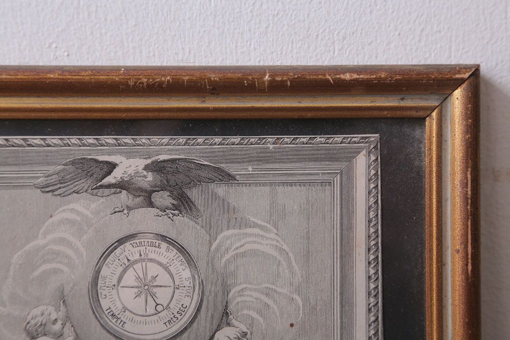 アンティーク雑貨　イギリスビンテージ　壁掛け絵画　フレーム(天使)