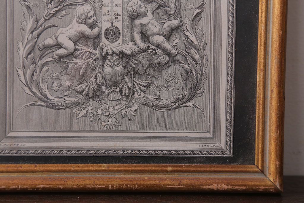 アンティーク雑貨　イギリスビンテージ　壁掛け絵画　フレーム(天使)