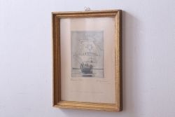 アンティーク雑貨　イギリスビンテージ　壁掛け絵画　フレーム(船)