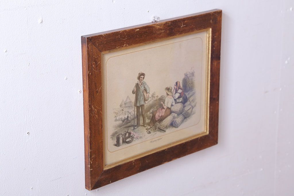 アンティーク雑貨　イギリスビンテージ　壁掛け絵画　フレーム(The young shepherd)