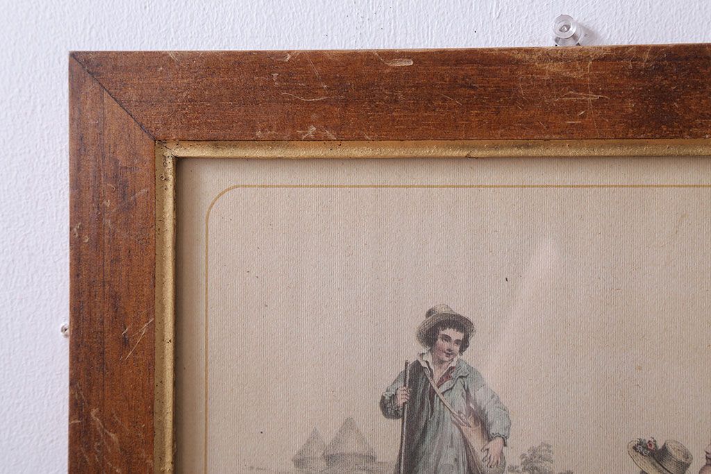 アンティーク雑貨　イギリスビンテージ　壁掛け絵画　フレーム(The young shepherd)