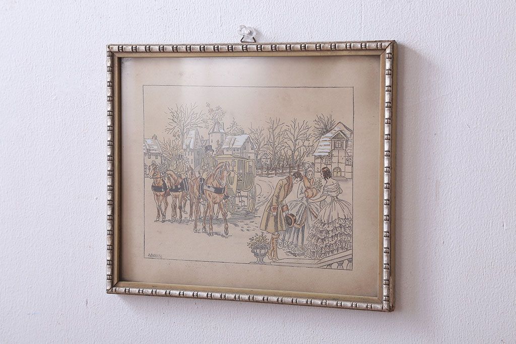 アンティーク雑貨　イギリスビンテージ　壁掛け絵画　フレーム