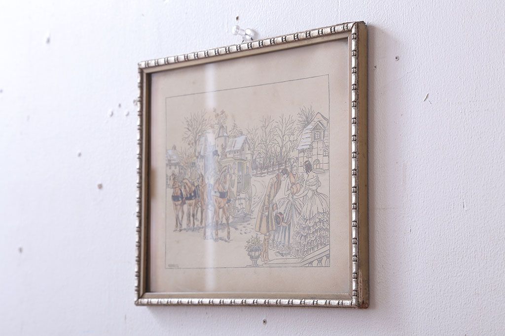 アンティーク雑貨　イギリスビンテージ　壁掛け絵画　フレーム