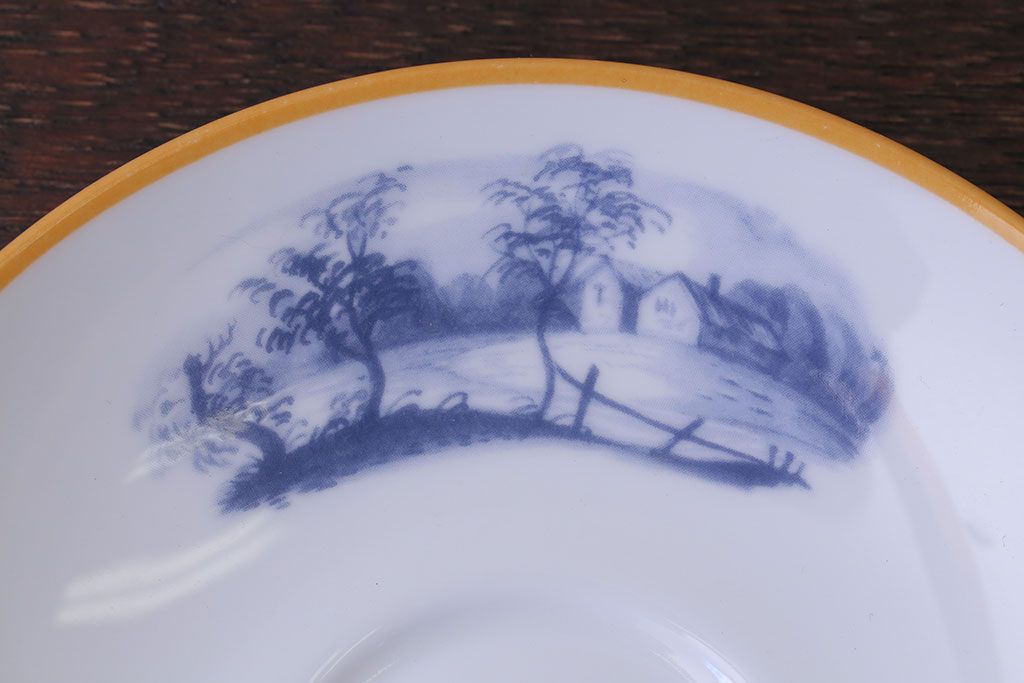 アンティーク雑貨　中古　イギリスMINTON(ミントン)　Peonies・poppies・blue landscape　カップ&ソーサー3客セット(洋食器)