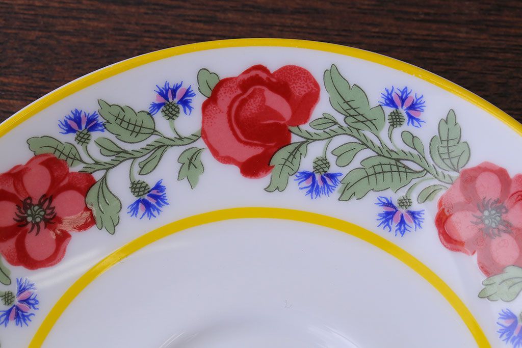 アンティーク雑貨　中古　イギリスMINTON(ミントン)　Peonies・poppies・blue landscape　カップ&ソーサー3客セット(洋食器)