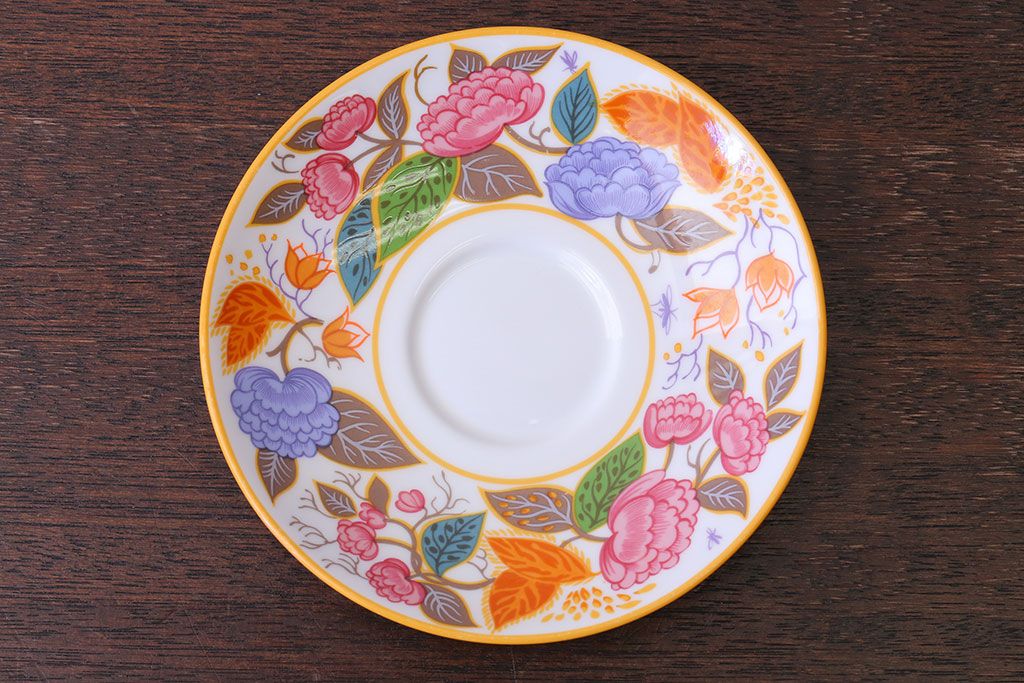アンティーク雑貨　中古　イギリスMINTON(ミントン)　Peonies・poppies・blue landscape　カップ&ソーサー3客セット(洋食器)
