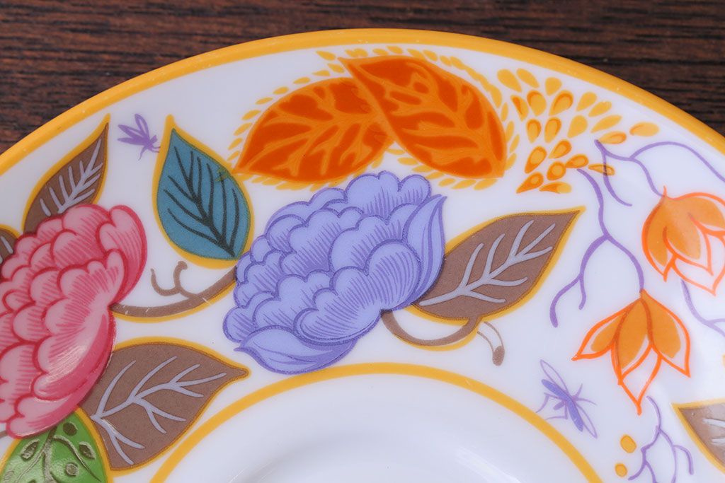 アンティーク雑貨　中古　イギリスMINTON(ミントン)　Peonies・poppies・blue landscape　カップ&ソーサー3客セット(洋食器)