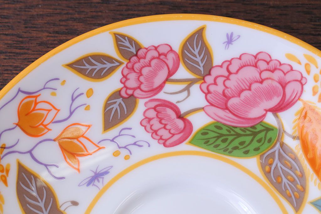 アンティーク雑貨　中古　イギリスMINTON(ミントン)　Peonies・poppies・blue landscape　カップ&ソーサー3客セット(洋食器)