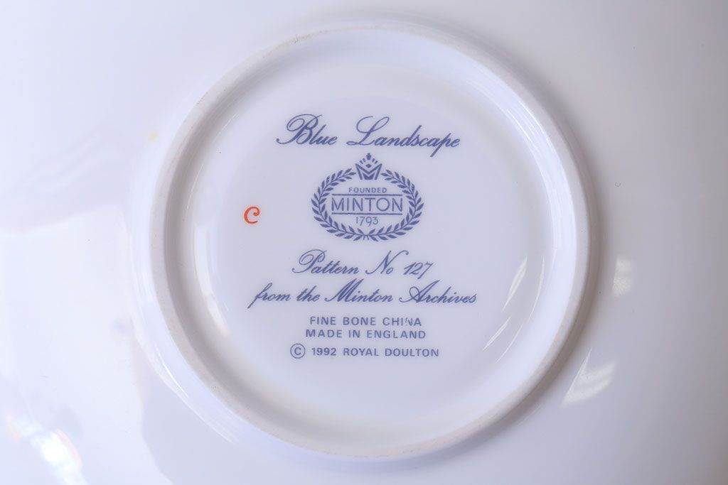 アンティーク雑貨　中古　イギリスMINTON(ミントン)　Peonies・poppies・blue landscape　カップ&ソーサー3客セット(洋食器)