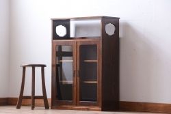 レトロ家具　昭和レトロ　古い木製の小ぶりなアンティーク本箱(ブックケース・収納棚)