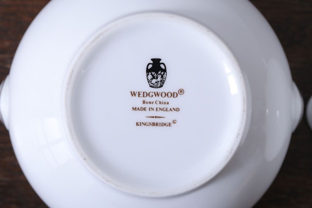 中古　イギリスWedgwood(ウェッジウッド)　キングスブリッジ　カップ&ソーサー・シュガー・クリーマー(洋食器)