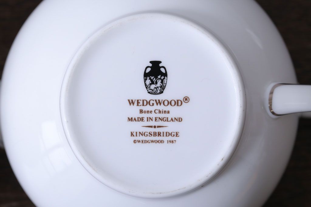 中古　イギリスWedgwood(ウェッジウッド)　キングスブリッジ　カップ&ソーサー・シュガー・クリーマー(洋食器)