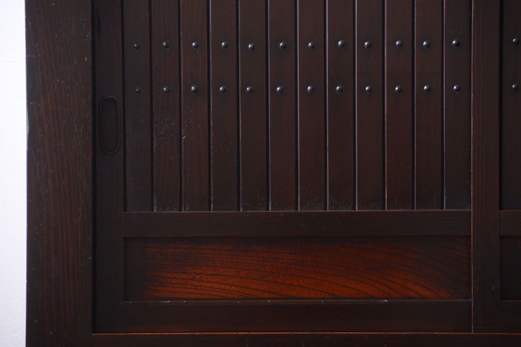 アンティーク家具　古民具・骨董　明治期　重厚な鉄脚付き!六尺水屋箪笥サイドボード