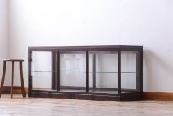 アンティーク家具　大正ロマン　古い木製の背が低いガラスケース(ショーケース)