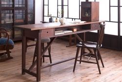 アンティーク家具　アンティーク　引き出し付き横長作業台(テーブル、机)