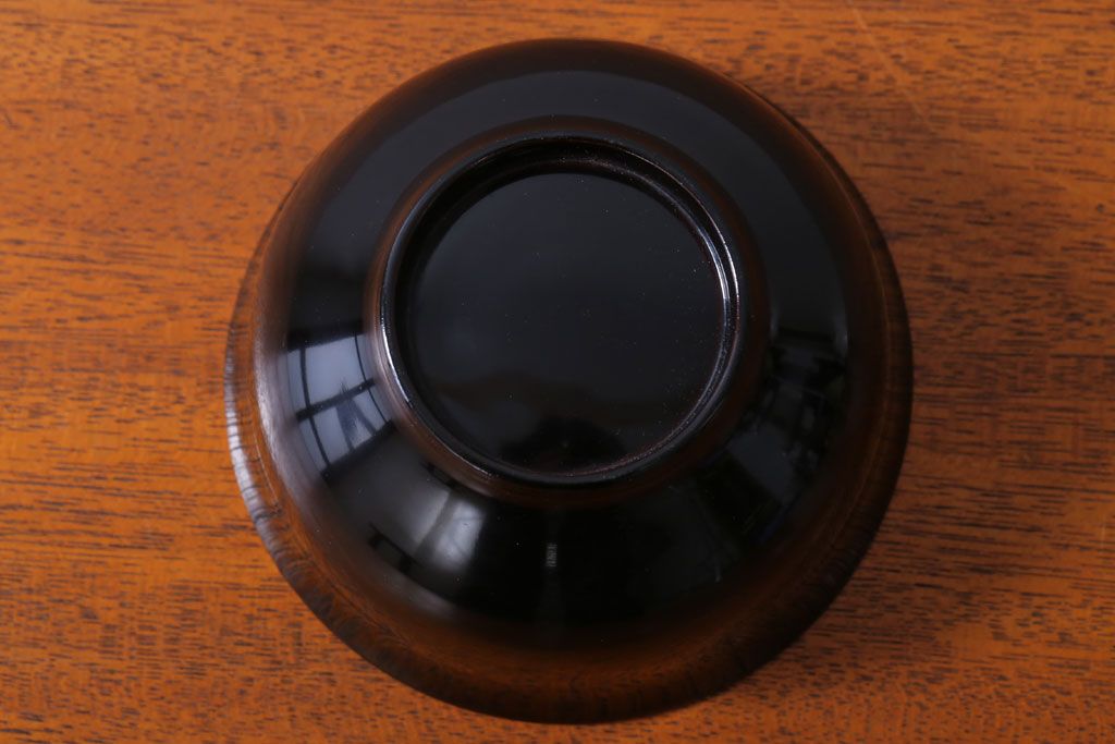 アンティーク雑貨　和製アンティーク　大正〜昭和初期　金魚の図　木製蒔絵盃洗(漆器)(2)