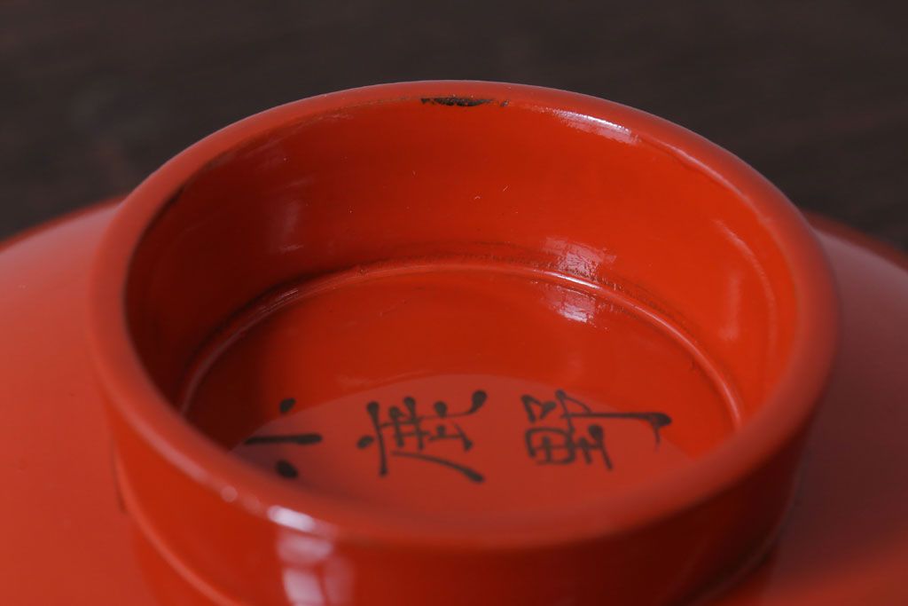 アンティーク雑貨　アンティーク　大正〜昭和初期　木製の鶴蒔絵椀5客セット(漆器)