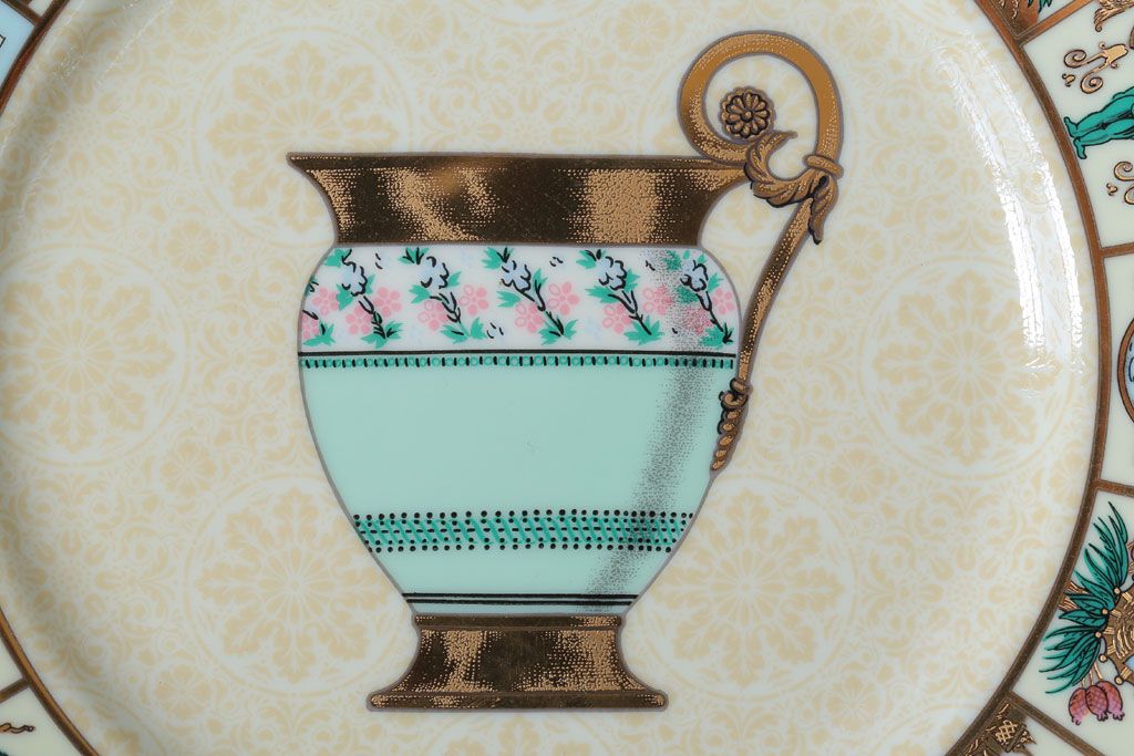 アンティーク雑貨　中古　GUCCI(グッチ)　PORCELLANA　ROMAN(ローマ)　プレート4枚セット(洋食器)