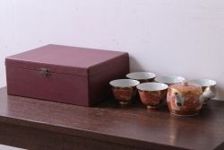 アンティーク雑貨　アンティーク　大正〜昭和初期　九谷焼　急須・茶碗の6点セット(茶道具・色絵)