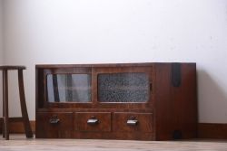 アンティーク家具　和製アンティーク　前面欅玉杢材!時代箪笥ローボード