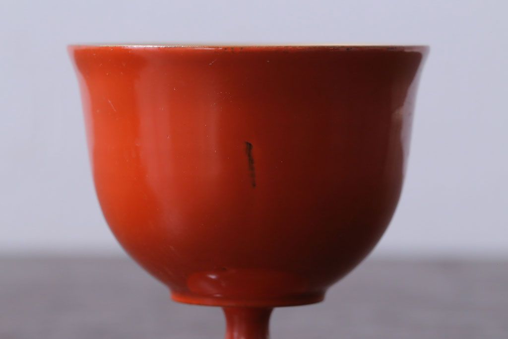アンティーク雑貨　大正〜昭和初期　鶴亀の図　木製蒔絵盃2客(漆器・杯)