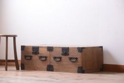 アンティーク家具　古民具・骨董　明治期　アンティーク木味桐箪笥ローボード(引き出し・衣装箪笥)