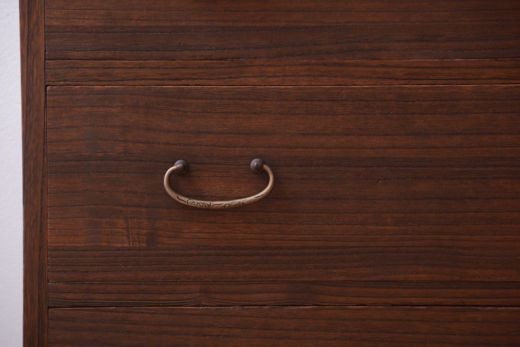 アンティーク家具　和製アンティーク　古い桐材のシンプルな時代箪笥ローボード(衣装箪笥)(2)