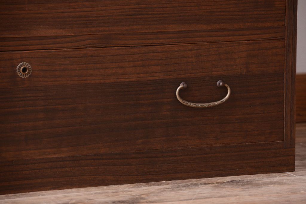 アンティーク家具　和製アンティーク　古い桐材のシンプルな時代箪笥ローボード(衣装箪笥)(2)