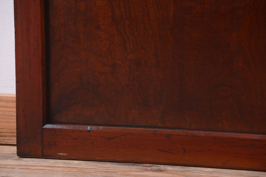 古民具・骨董　欅玉杢材!漆が美しいアンティークガラス帯戸