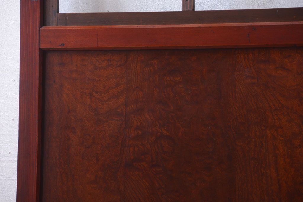 古民具・骨董　欅玉杢材!漆が美しいアンティークガラス帯戸