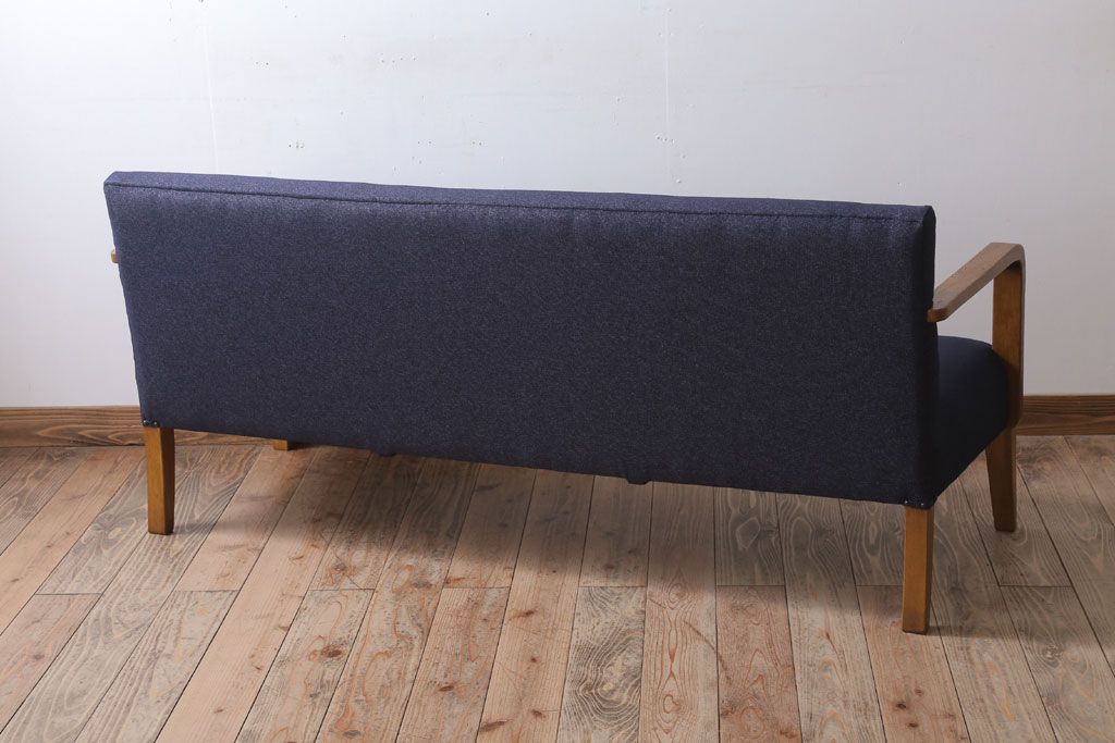 アンティーク家具　和製アンティーク　ナラ材製の上品な3人掛けソファ