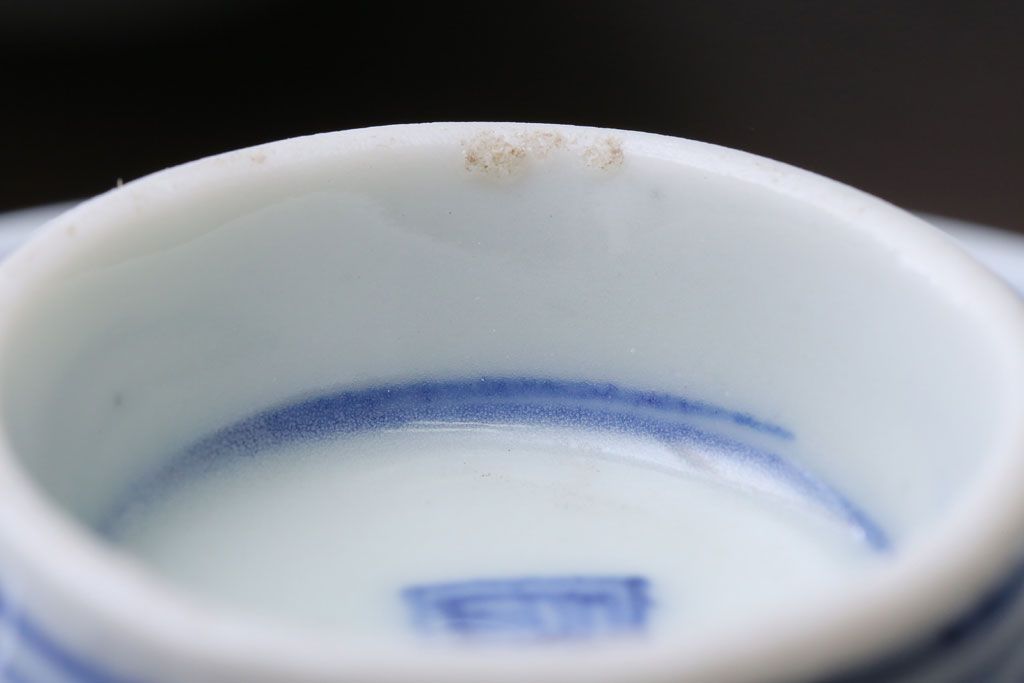 アンティーク雑貨　アンティーク　明治〜大正　染付蓋茶碗5客(1)