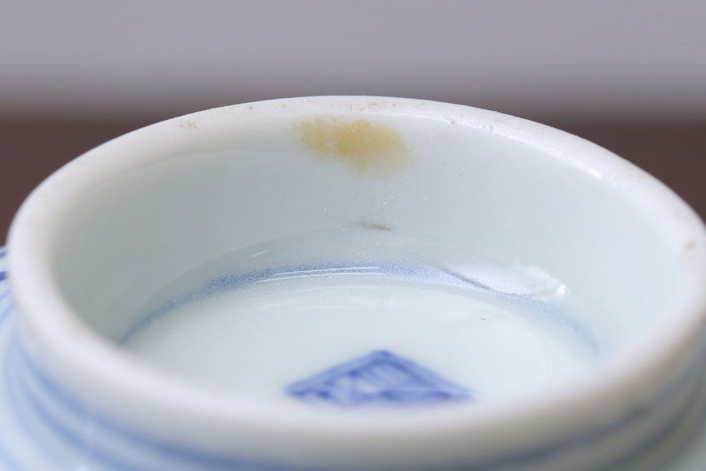 アンティーク雑貨　アンティーク　明治〜大正　染付蓋茶碗5客(1)