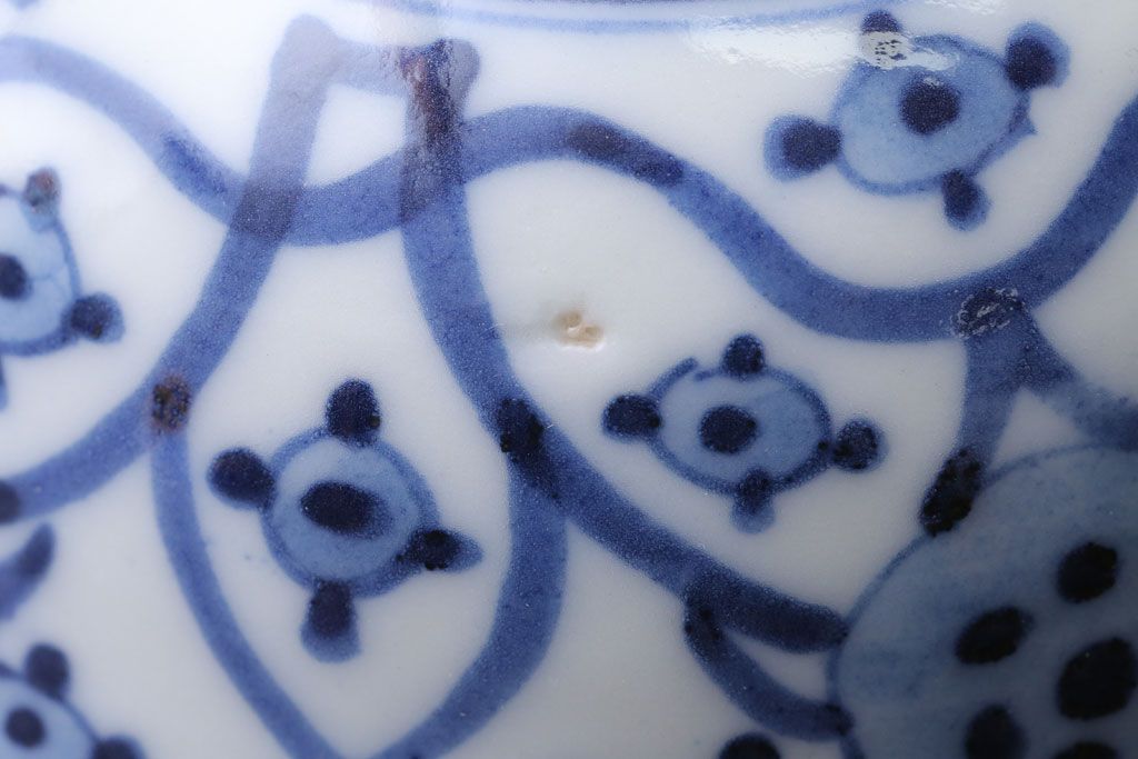 アンティーク雑貨　明治〜大正　染付蓋茶碗5客(3)