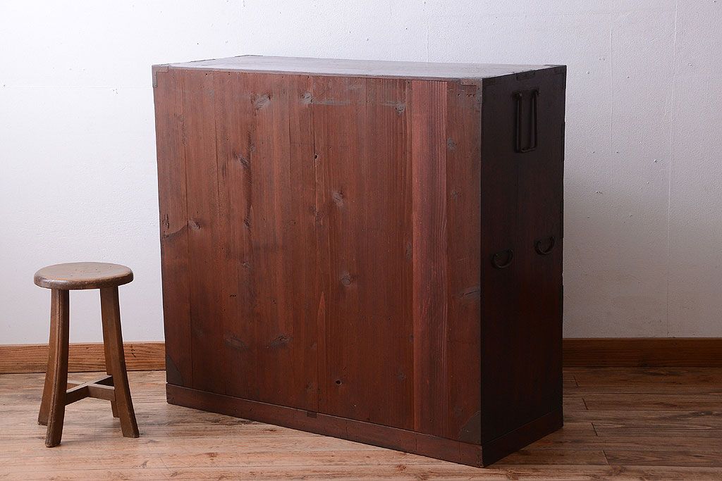 アンティーク家具　古民具・骨董　明治〜大正　前面栗材!アンティーク最上箪笥(2)